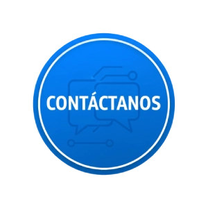 Pantalla digital con el texto CONTÁCTANOS en azul y flechas de crecimiento, servicios de marketing digital.